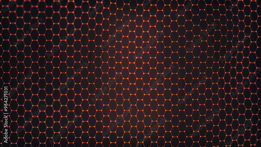 Poster futuristic hexagon wave. abstract hexagon wave pattern. dark cyberspace. abstract wave with dots and