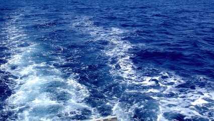 Boat Trace on the Calm Waters of the Red Sea During a Trip to a Coral Island Near Sinai Egypt