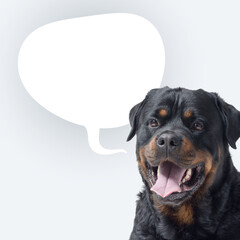 Happy dog talking and empty speech balloon