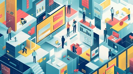 Fototapeta premium isometric painting style with colorful color