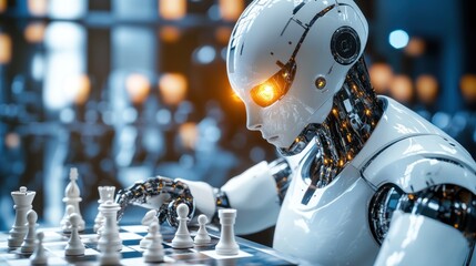 Fototapeta premium Robot Playing Chess