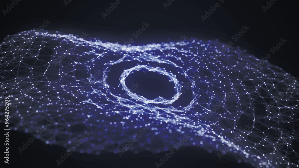 Poster technology background. abstract circular wave of particles. futuristic dotted wave. visualization of