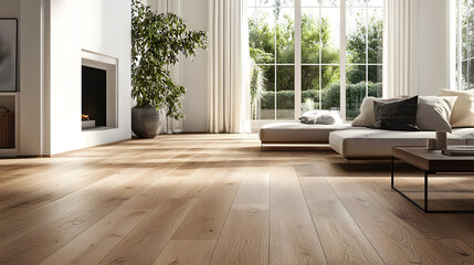 Fototapeta premium Modern empty room with parquet floor