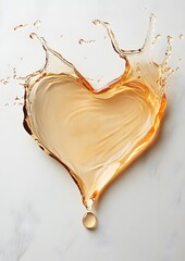 Heart oil heart the is a golden the color or and resembling honey the in a from a it appears yellow of be and motion in shape extending liquid droplets to splashes of splash liquid with shape. outward