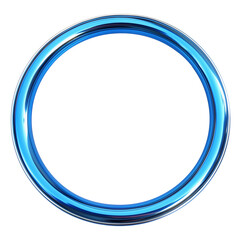 Circle blue frame. Metal ring painted blue. Isolated