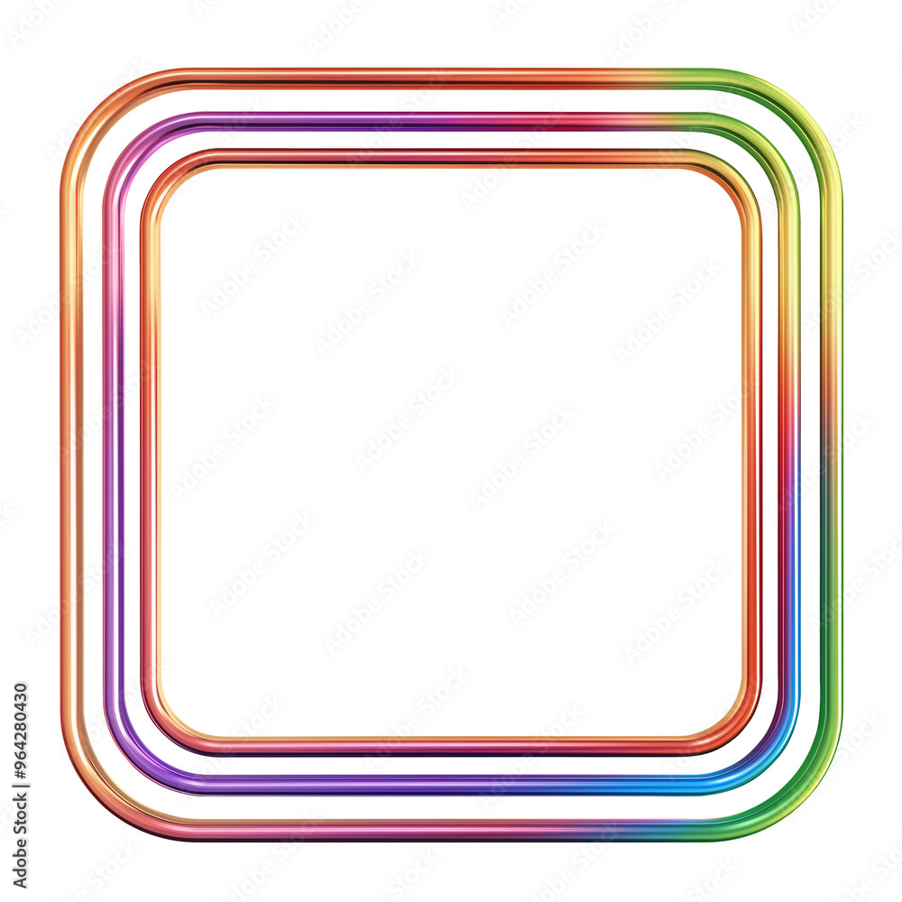 Wall mural rectangular rainbow frame with rounded corners for a painting or photo