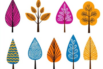 Obraz premium Colorful Abstract Tree Illustrations Set
