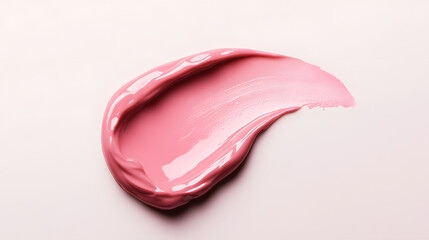Pink liquid lipstick smear isolated on white background	
