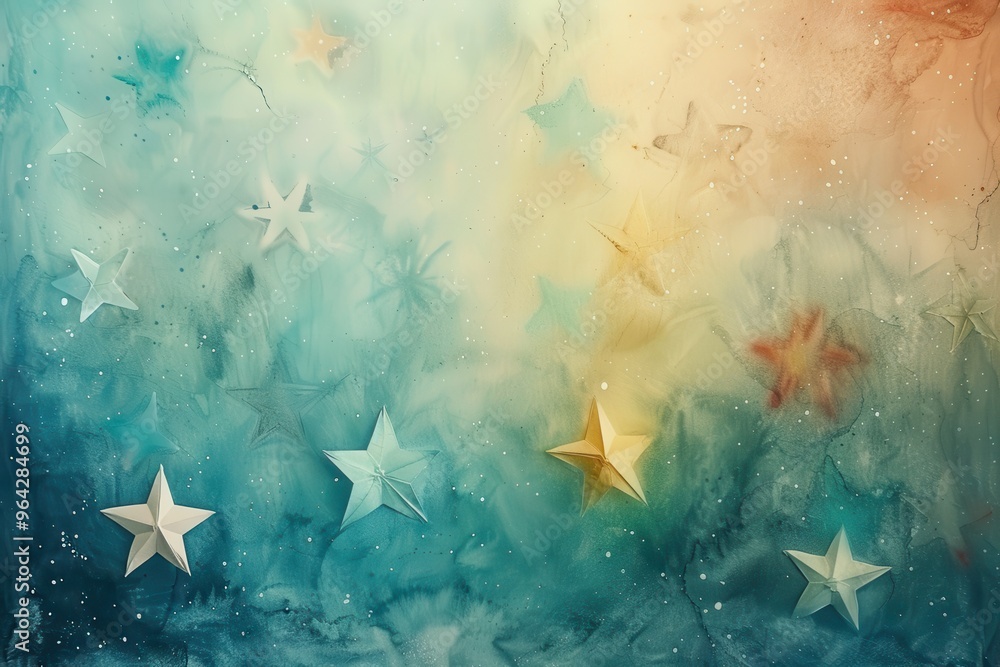 Poster a dreamy abstract background featuring soft colors and star shapes, perfect for adding a whimsical t