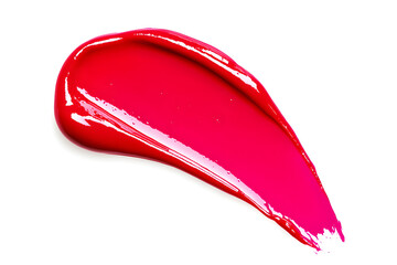 Red liquid lipstick smear isolated on white background	