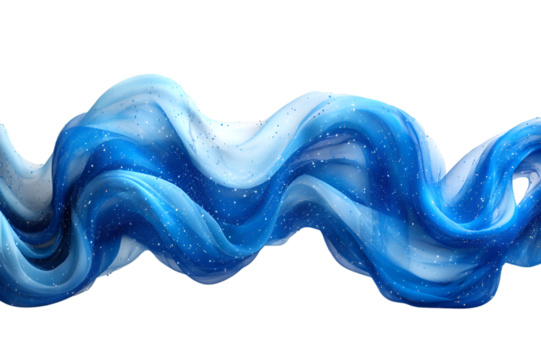 a blue wavy fabric on a white background. 