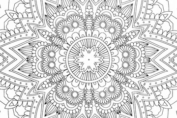  Arri&egrave;re plan noir et blanc avec motif graphique mandala pour colorier