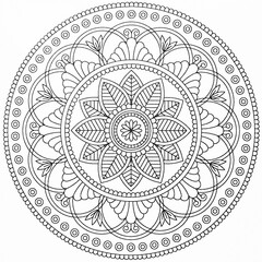  Arri&egrave;re plan noir et blanc avec motif graphique mandala pour colorier