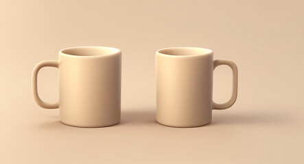 A simple coffee mug mockup on a plain beige backdrop, with subtle shadows to enhance the clean lines and classic design. The focus is on the mug's smooth ceramic surface, perfect for branding 