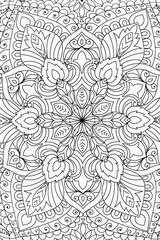 Fototapeta premium Arrière plan noir et blanc avec motif graphique mandala pour colorier