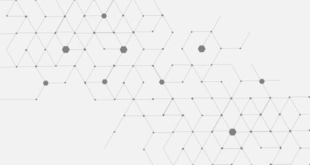 Abstract hexagon background with connecting molecular structure