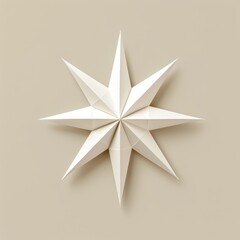 Obraz premium A minimalist white paper star decoration, beautifully crafted with sharp edges, enhancing modern interior aesthetics with elegance.