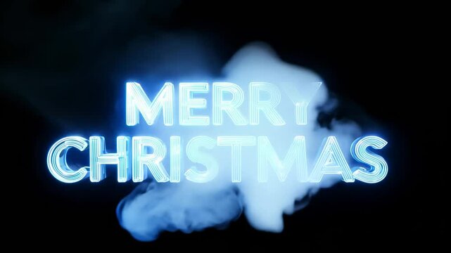 Animated text Merry Christmas lettering on a dark background with snowflake elements, creating a winter festive mood. Suitable for Christmas cards and holiday mate Perfect for cards and greetings