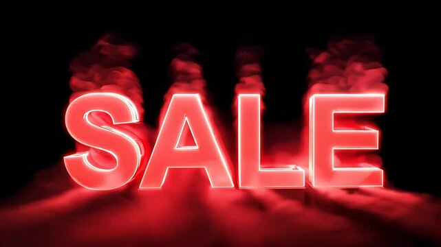  Bright red  Animated text SALE letters on a dark background. Suitable for promotional campaigns and sales
