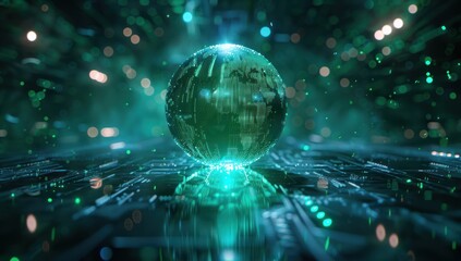 Obraz premium Digital Globe on a Futuristic Circuit Board