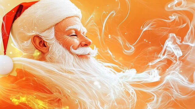 Santa Claus with a smile on his face, drawn in a classic style. Perfect for Christmas and New Year's materials