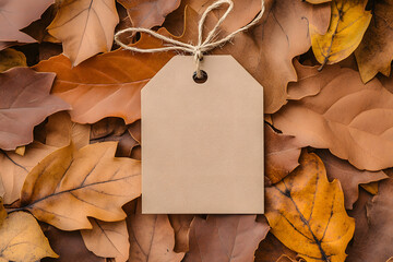 Simple Blank Price Tag Suspended by Rustic Twine | Minimalist and Elegant Product Label for Pricing or Gifting