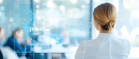 A businesswoman presenting her ambitious vision to a captivated audience in a modern boardroom