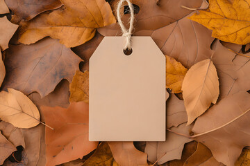 Simple Blank Price Tag Suspended by Rustic Twine | Minimalist and Elegant Product Label for Pricing or Gifting