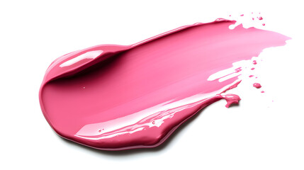 Pink liquid lipstick smear swatch isolated on white background
