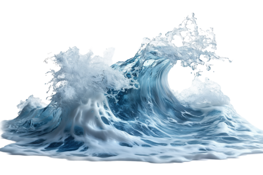 Water Wave. Wave. Transparent. Cutout..Wave Isolated with Alpha Transparency.