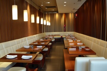 Modern Asian Fusion Restaurant Interior. Generative AI