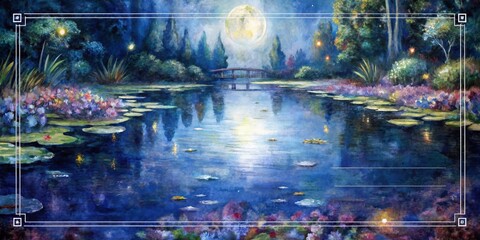 Obraz premium Night illustration card template 