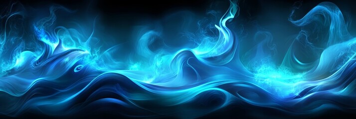 Obraz premium A mesmerizing display of glowing blue waves undulates gracefully, evoking a sense of calm and mystery in a twilight ambiance