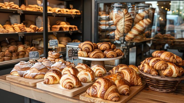 A bakery display of pastries.