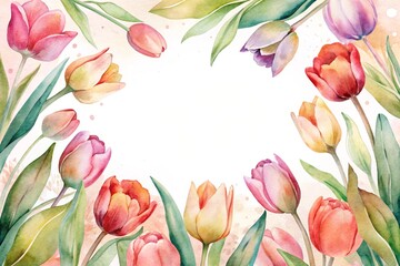Fototapeta premium Tulip frame template