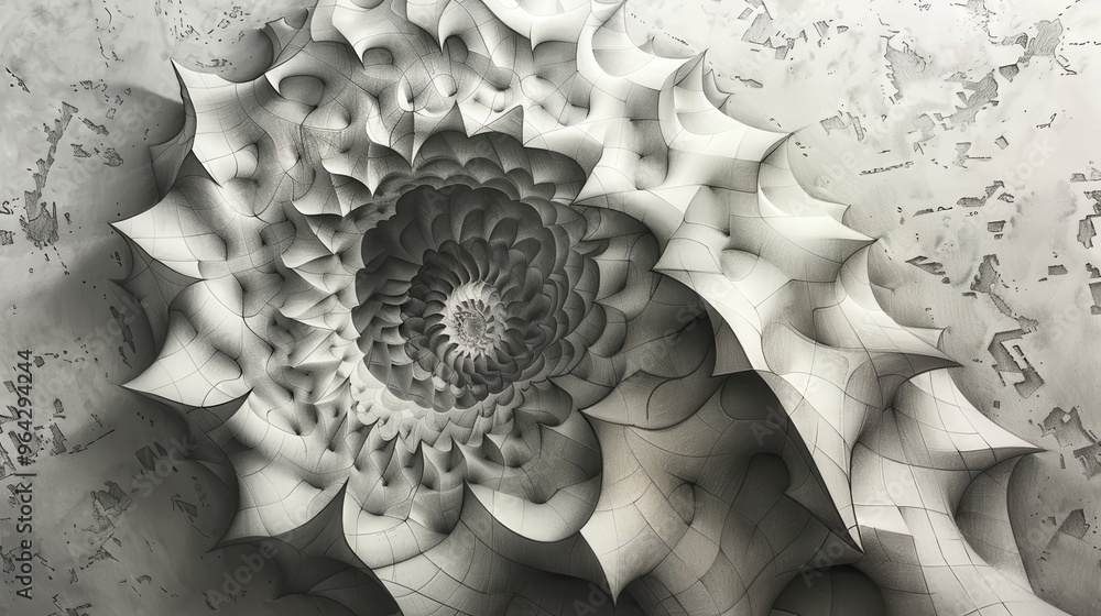 Poster abstract spiral design showcasing intricate patterns and textures, perfect for backgrounds and artis