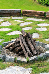 Pile of firewood for camping