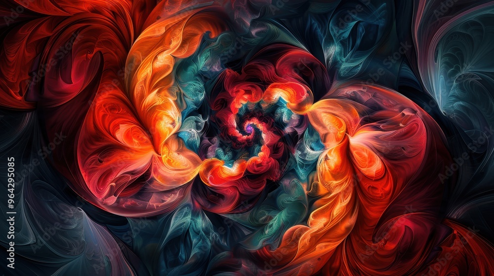 Poster captivating abstract swirl in vibrant red and blue tones, creating a mesmerizing visual experience o