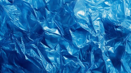 Fototapeta premium Abstract texture crumpled blue plastic cellophane surface material