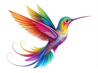 Fototapeta premium Vibrant And Elegant Hummingbird Logo Design With Flowing Lines And Detailed Feathers, Representing Grace, Speed, And Beauty In Nature.