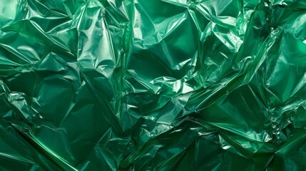 Obraz premium Abstract texture crumpled green plastic cellophane surface material