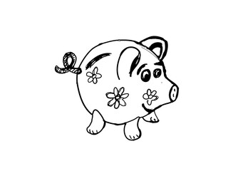 Floral Piggy Bank Sketch