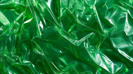 Obraz premium Abstract texture crumpled green plastic cellophane surface material