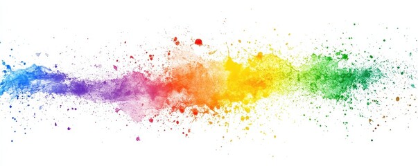 Vibrant burst of rainbow colors on white background, representing creativity, art, and abstract expression. Perfect for design and inspiration.
