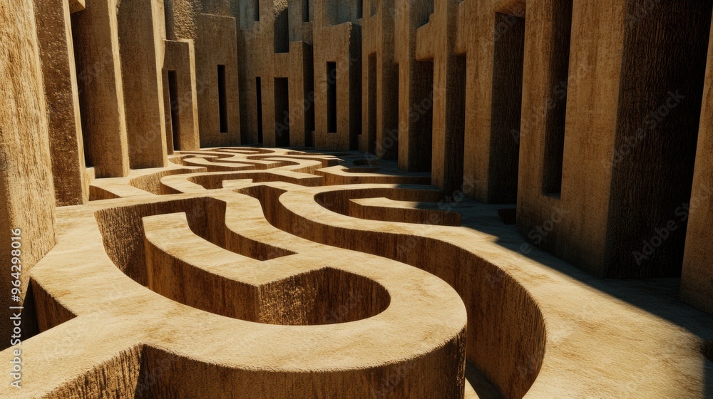 Poster a maze of a large building with many different rooms, ai