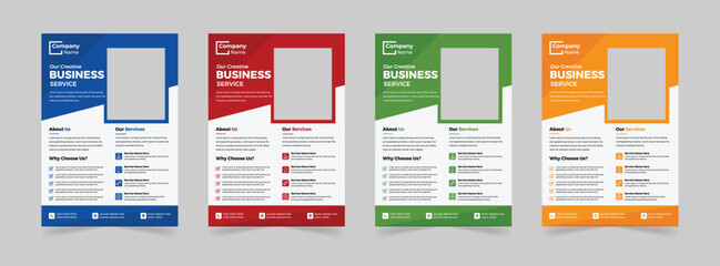 a bundle of 4 templates of different colors a4 flyer template, modern business flyer template, abstract business flyer and creative design, IT company flyer and editable vector template design