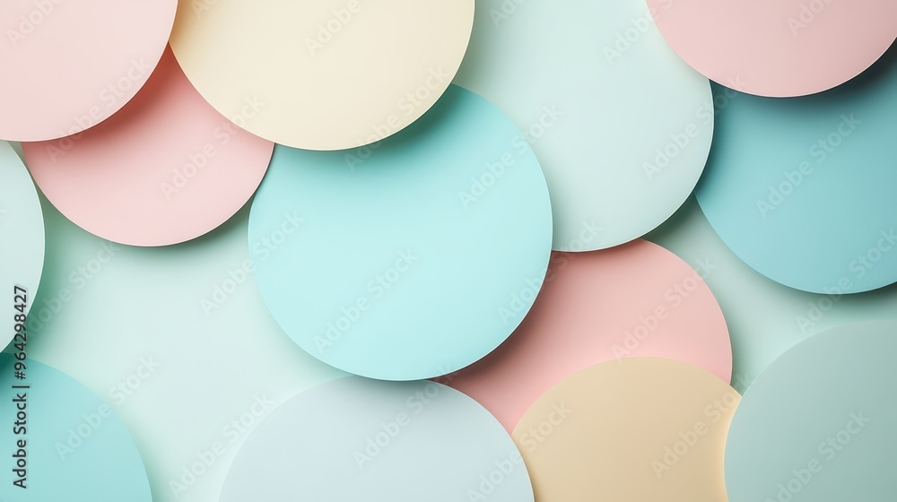 Poster colorful pastel circles overlapping, creating a playful and vibrant abstract background. ideal for d