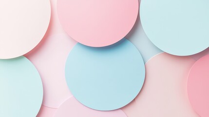 Obraz premium Abstract background of pastel colored paper circles, perfect for creative, minimalistic, or design-themed projects and presentations.
