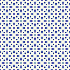 Obraz premium Islamic pattern - Intricate blue geometric floral pattern on a white background