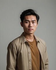 Obraz premium Asian Guy Portrait on White Background